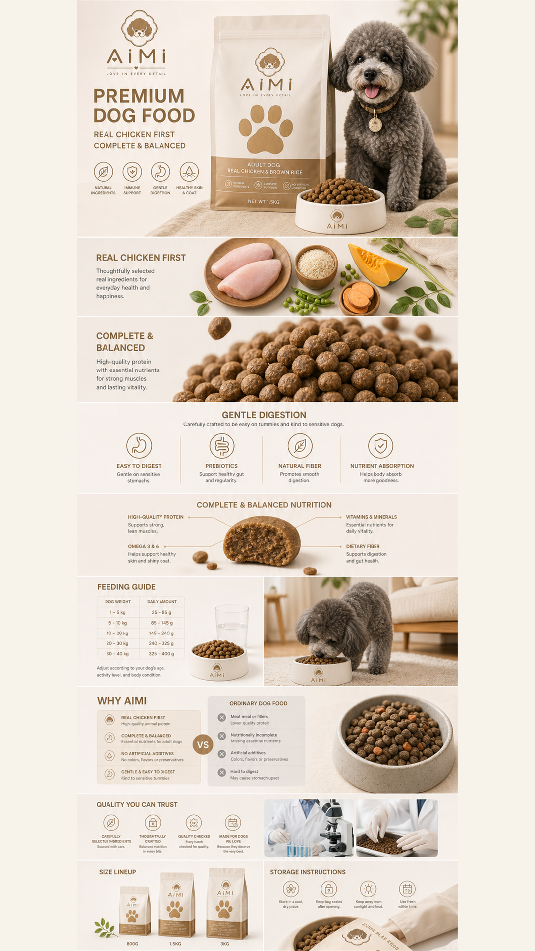 Dog food detail page
